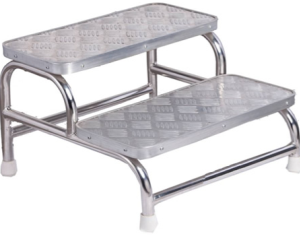 Double Step, Stainless Steel Frame with Chequered top