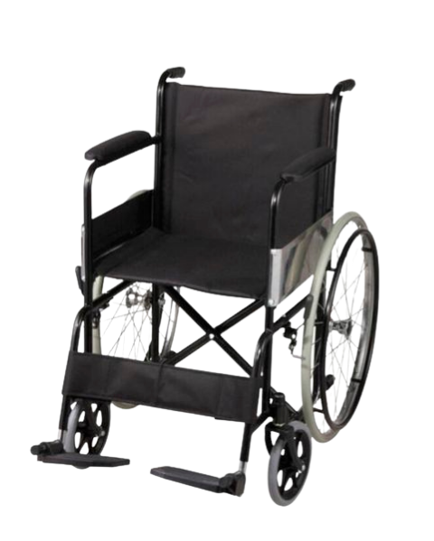 Wheelchair Basic 46cm Fixed Arm And Foot Rest (POWDER COATED BLACK) | FS875